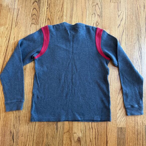 VTG Abercrombie & Fitch Men's L Grey Cotton Sweater Red Trim 3 Pullover Logo - Picture 4 of 9